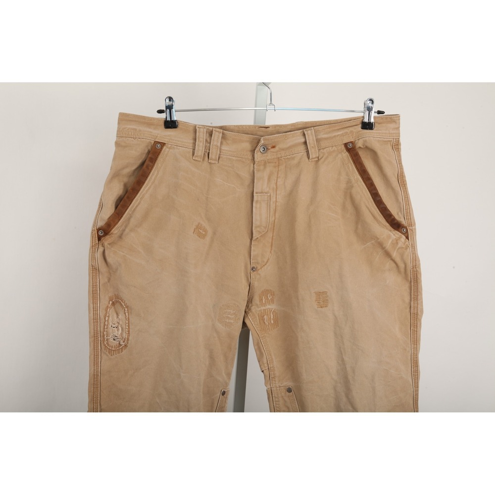 Polo Ralph Lauren Mens 40/30 Distressed Canvas California Miner Pants Leather - Picture 3 of 16